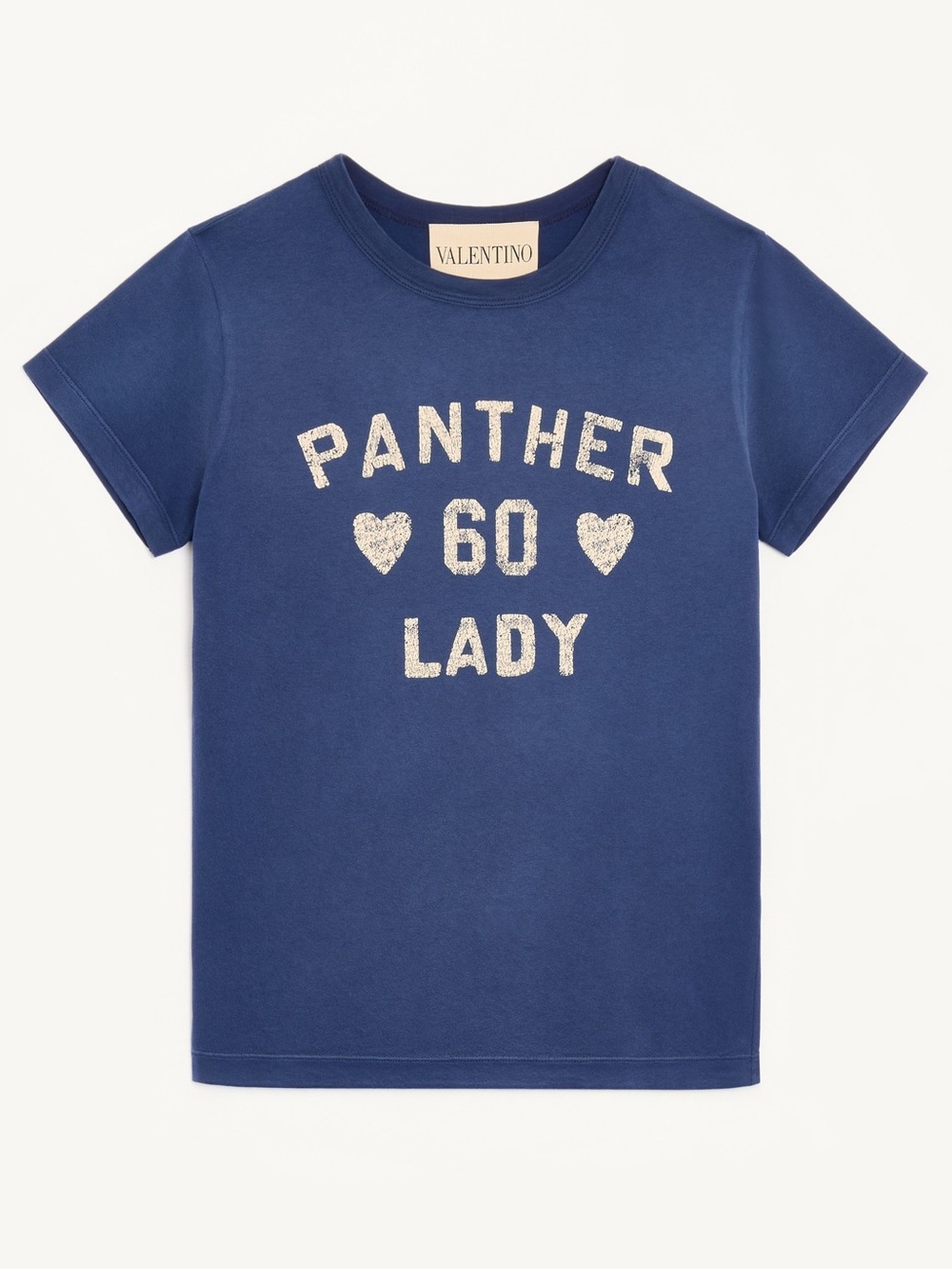 Valentino Panther 60 Lady Printed Blue Cotton Short Sleeve Tee T-Shirt, Sz Smal